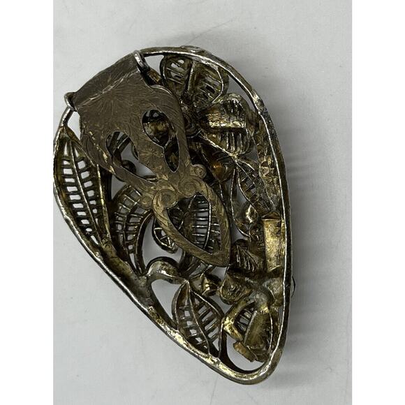 Antique 1930’s Multi-Color Glass Rhinestone Large Tear Drop Fur Dress Clip - Picture 5 of 8